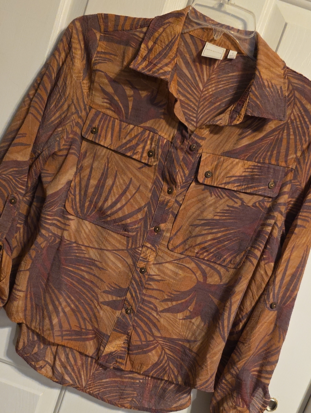 Zac & Rachel Mauve and Purple Leaf-Print Button-Down Shirt